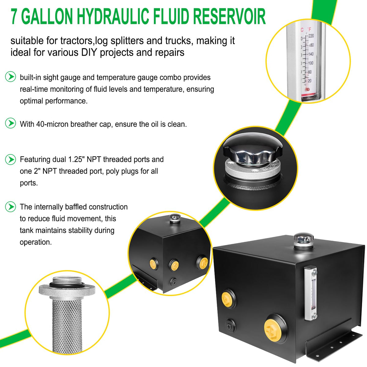 7 Gallon Hydraulic Fluid Reservoir Oil Tank N9300
