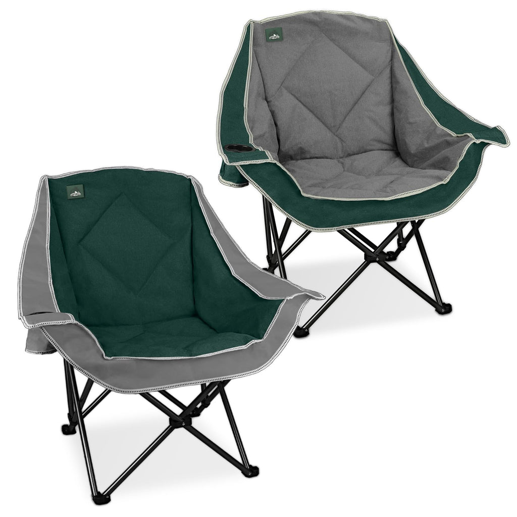 2 Pack Oversized Padded Folding Camping Chair with Cup Holder U935