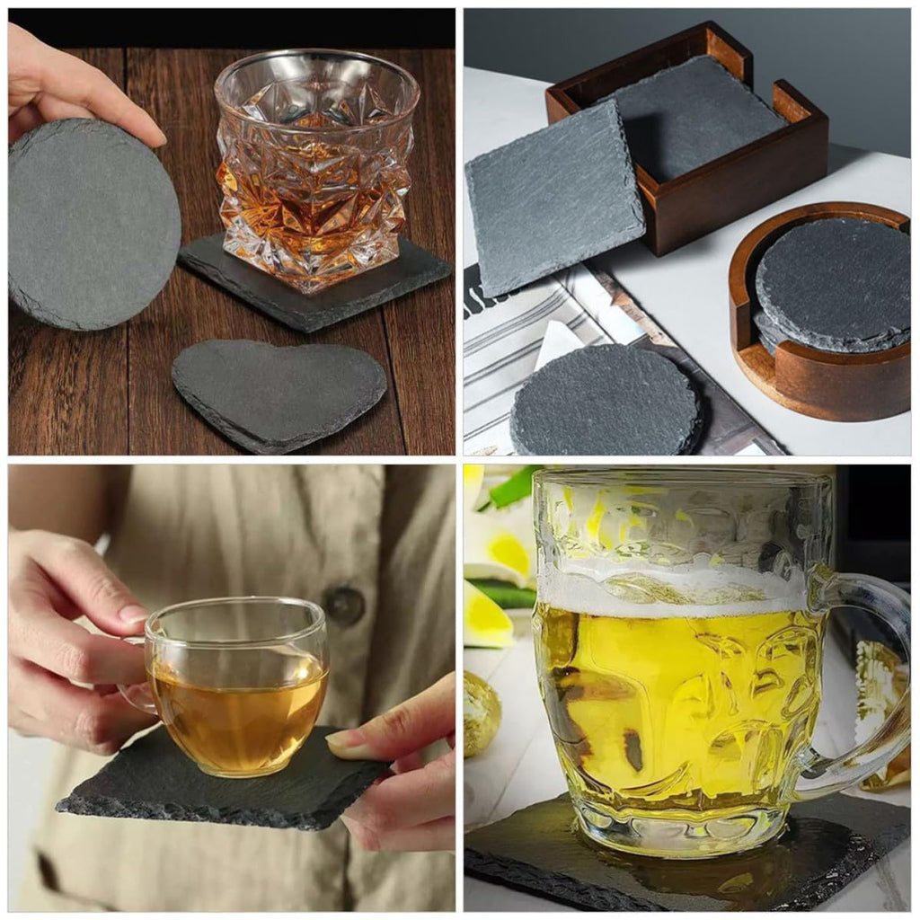 12 Pc Natural Stone Square Drink Coasters A471551