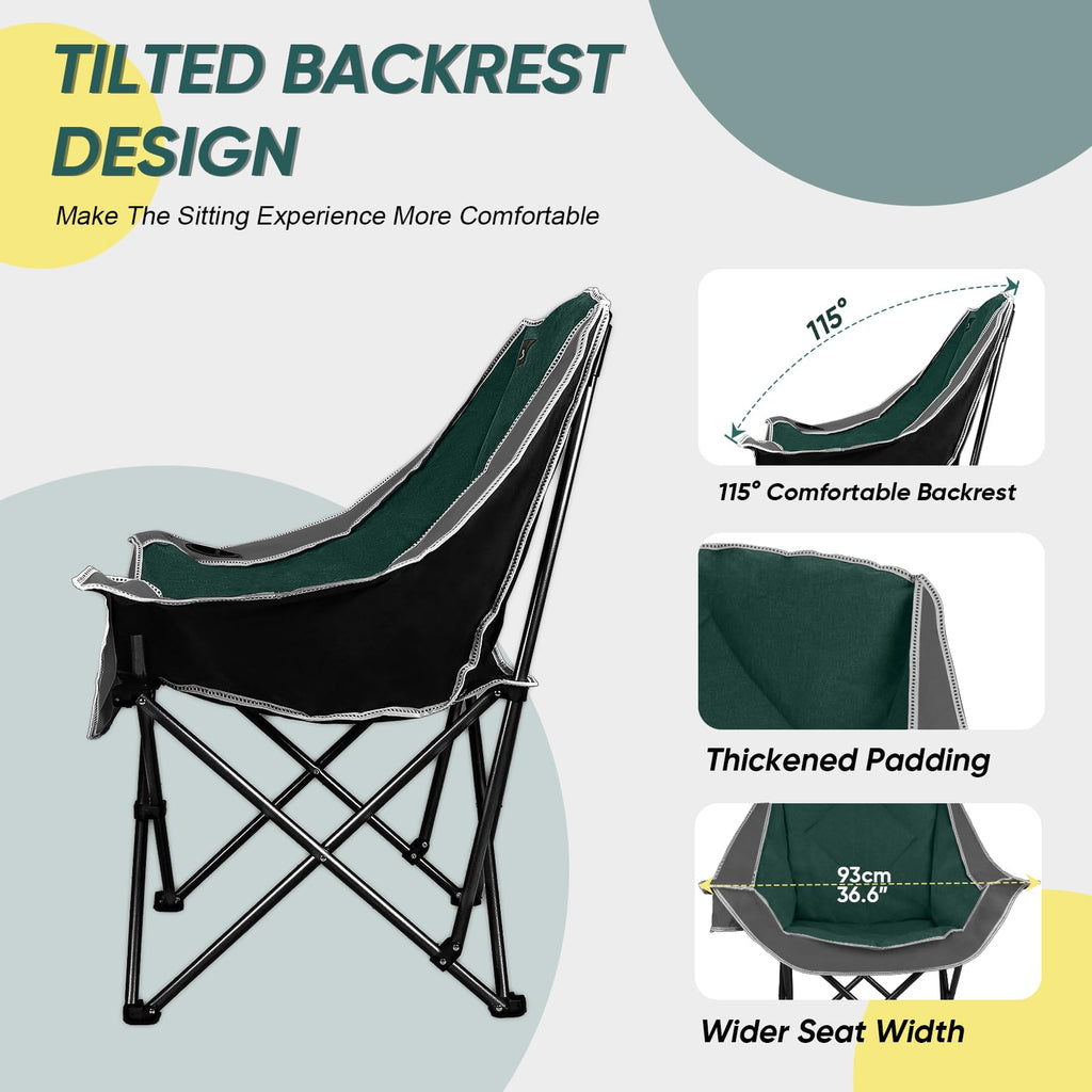 2 Pack Oversized Padded Folding Camping Chair with Cup Holder U935