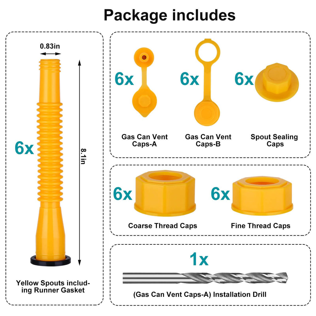 Gas Can Spout Replacement with 37 Accessories J216560
