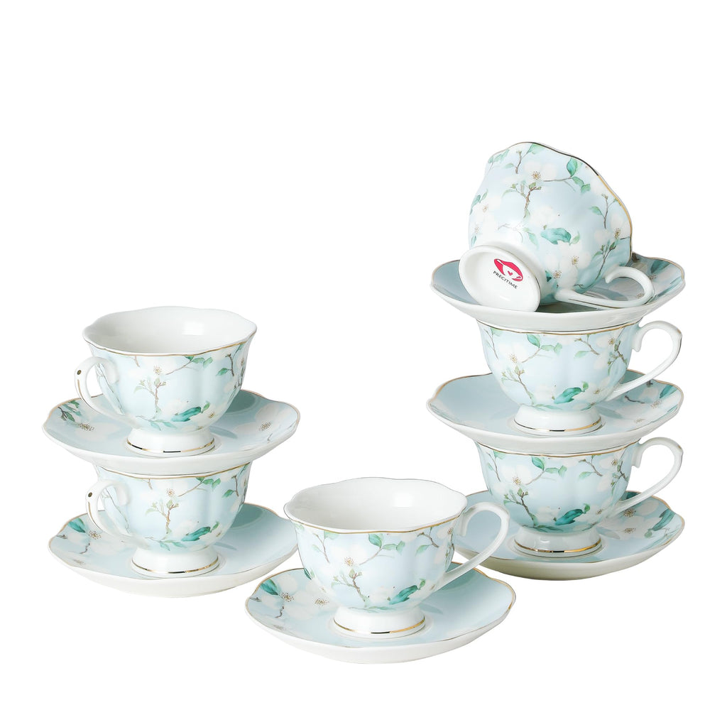 6oz Porcelain Tea Cup & Saucer Set of 6 C1333
