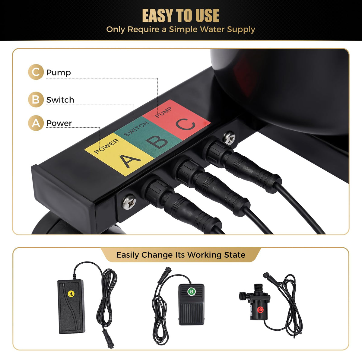 Portable Shampoo Basin with 2 Water Buckets & Electric Pump T39387