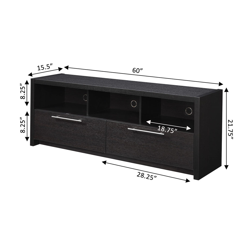 Espresso TV Stand with Storage Cabinets & Shelves T823553