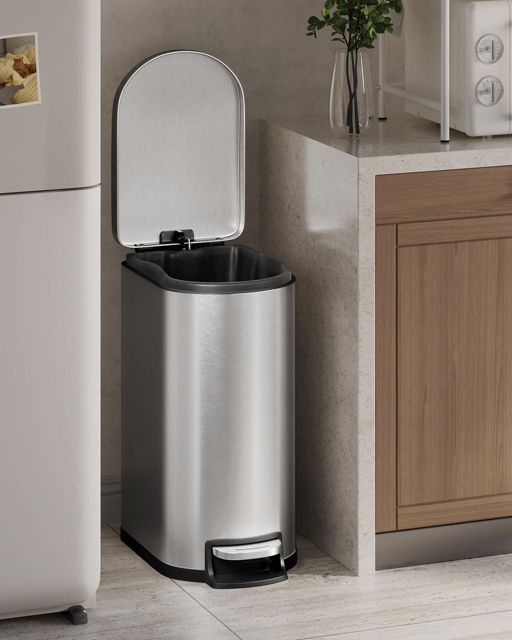 50 L Stainless Steel Kitchen Trash Can with Lid I157480