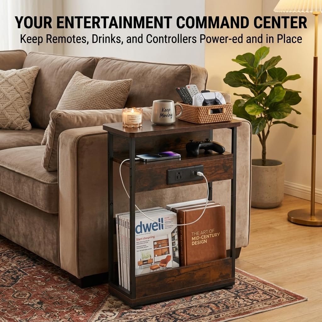 Narrow Side Table with Charging Station K71981