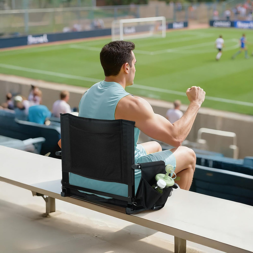 2 Pcs Folding Stadium Seat with Back Support and Cushion E91927