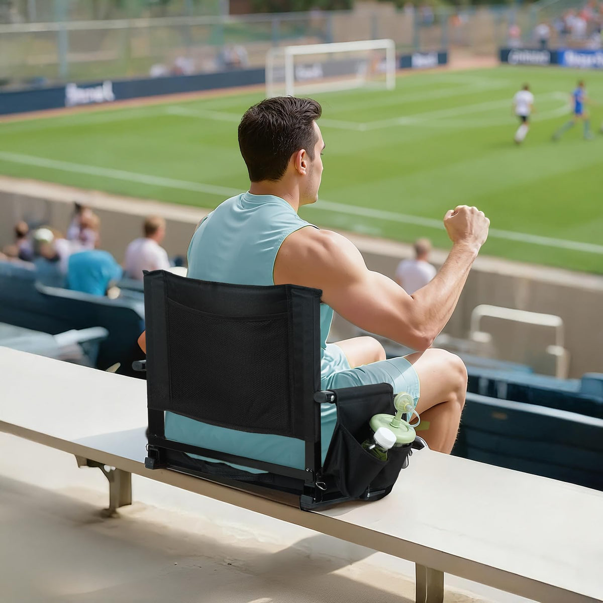 2 Pcs Folding Stadium Seat with Back Support and Cushion E91927