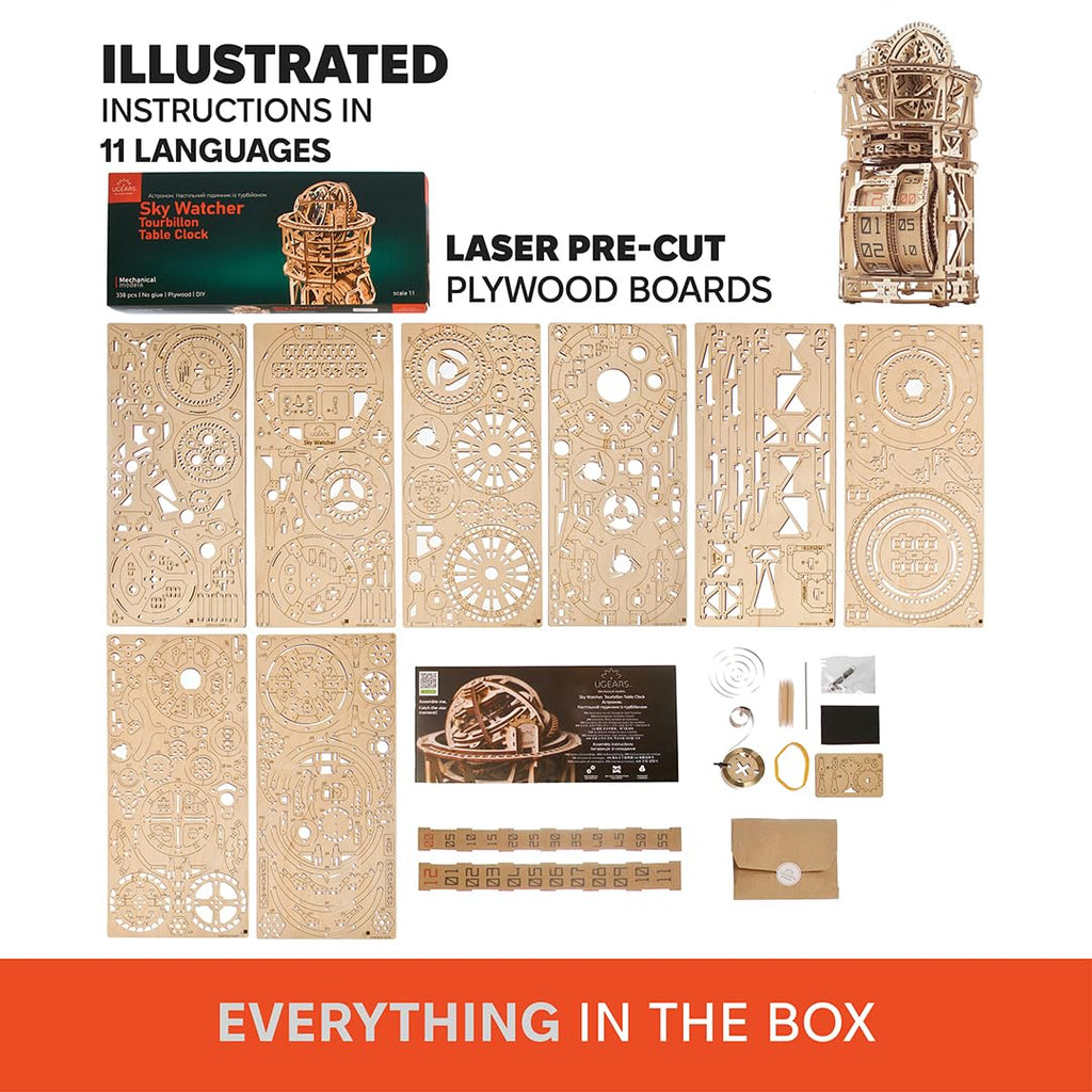 Wooden 3D Puzzle Mechanical Clock Kit K538