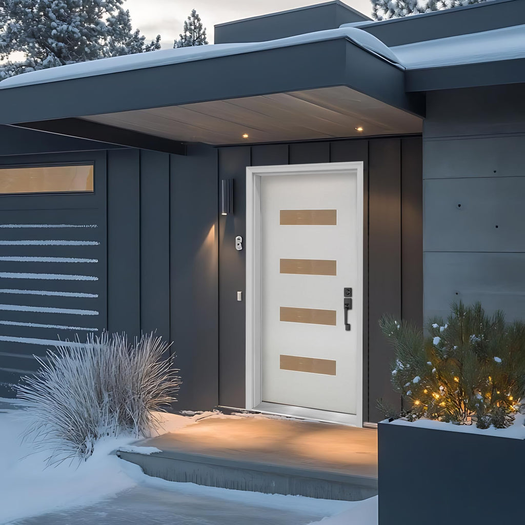 Fiberglass Exterior Front Door 36x80in Left-Hand Inswing Frosted Glass White Primed Q794