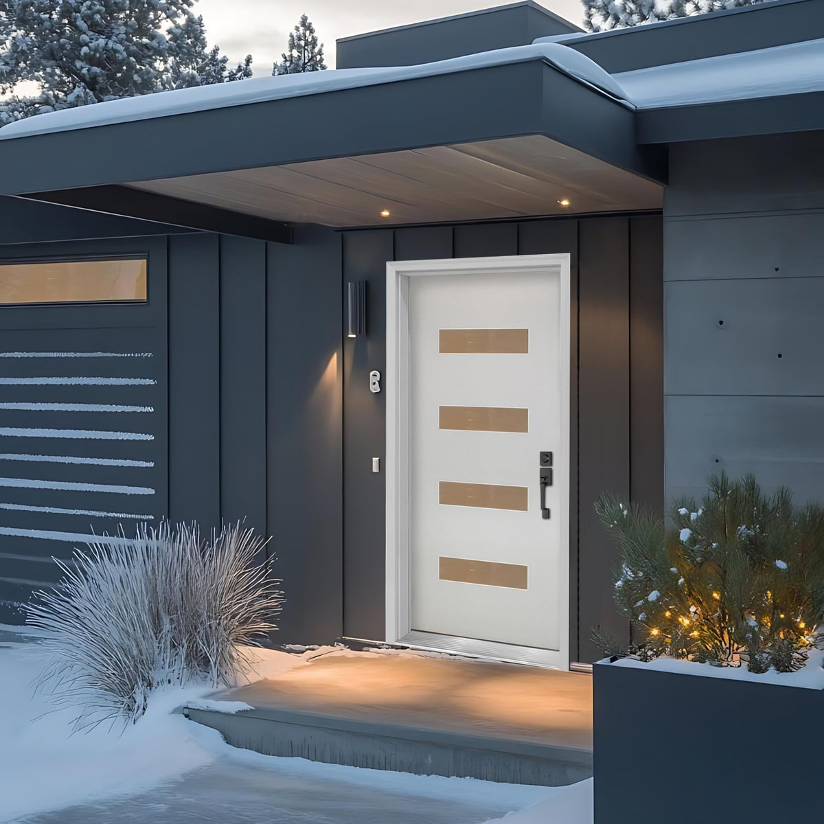 Fiberglass Exterior Front Door 36x80in Left-Hand Inswing Frosted Glass White Primed Q794