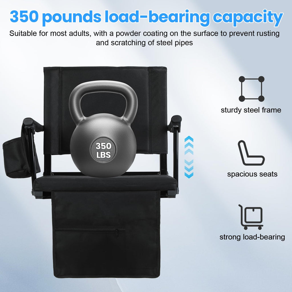 2 Pcs Folding Stadium Seat with Back Support and Cushion E91927