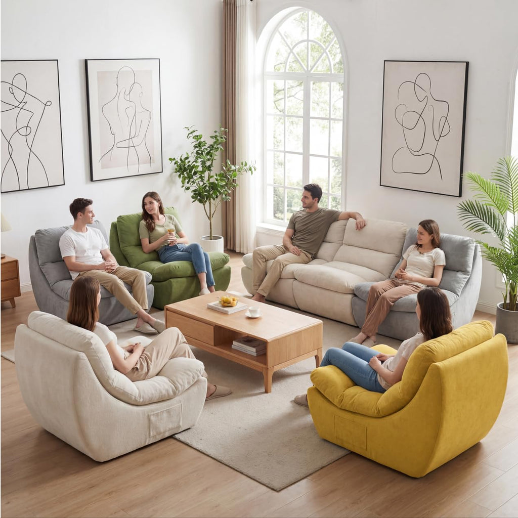 Set of 2 Yellow Anti Cat Scratch Bean Bag Chairs I850