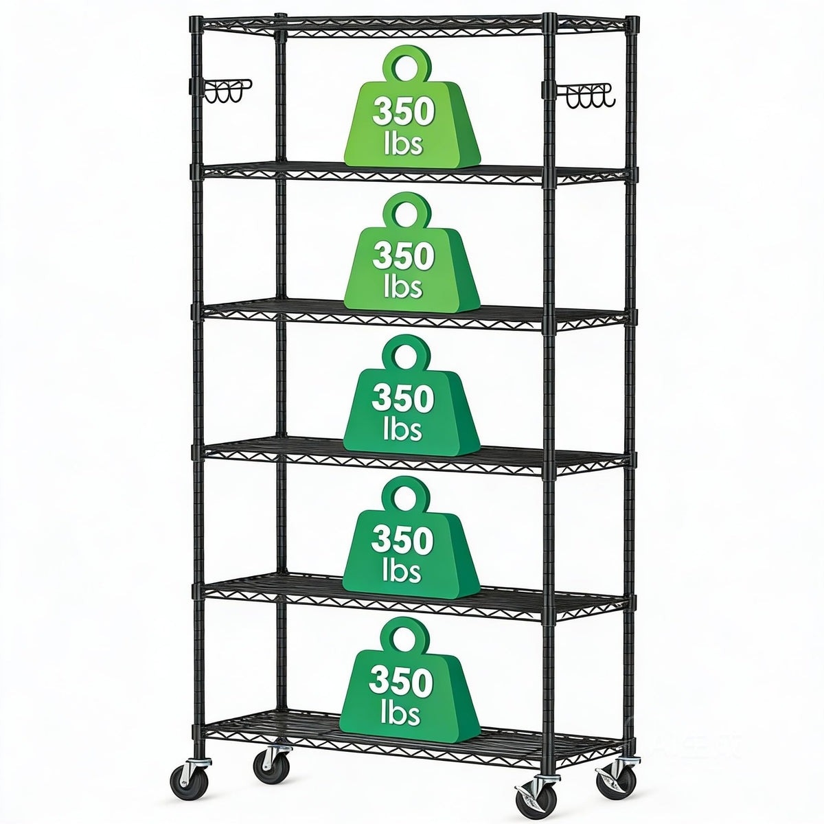 6 Tier Wire Metal Shelving Rack with Wheels Z666779