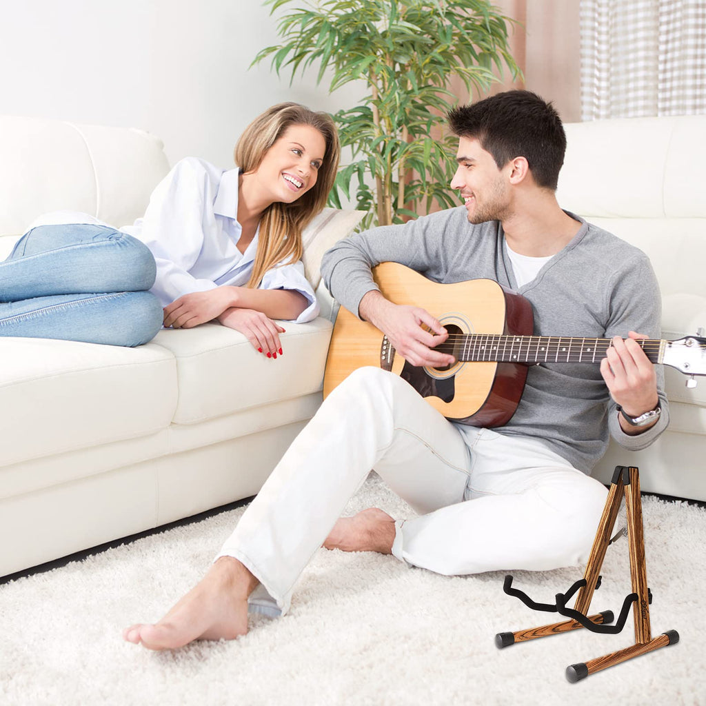 Folding Wood Acoustic Guitar Stand with Padding X63599