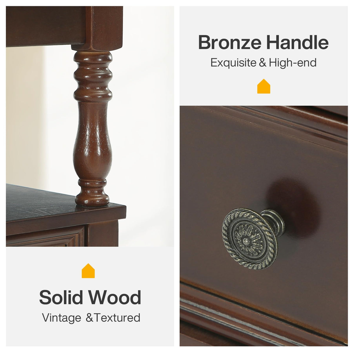 Cherry Finish Wood End Table with 2 Drawers M157913