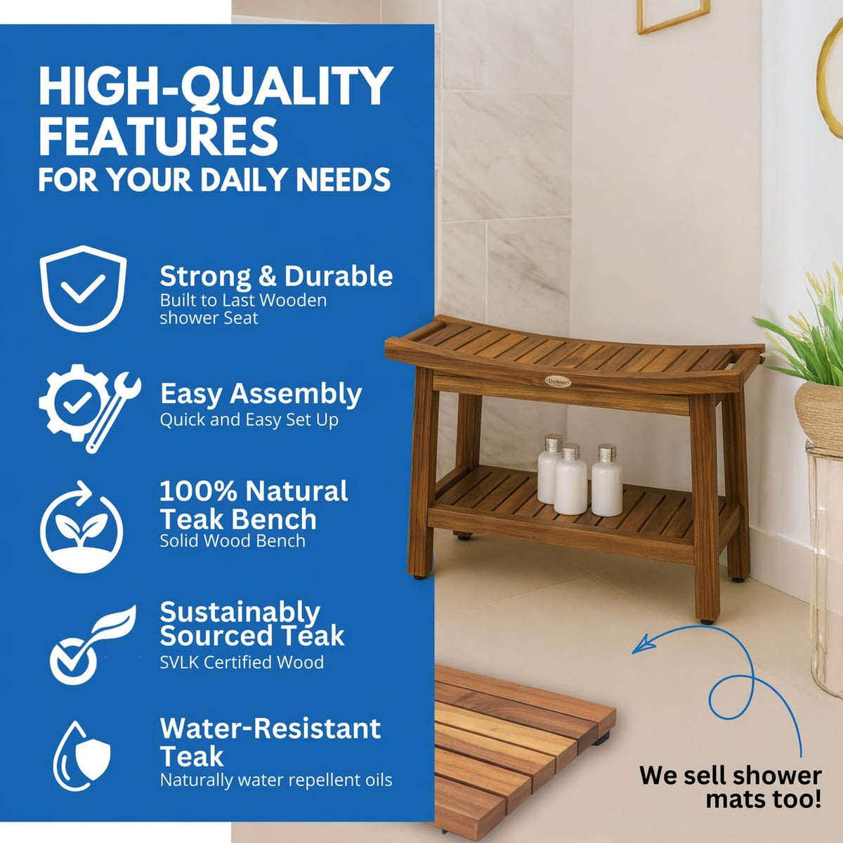30-Inch Teak Shower Bench I46441