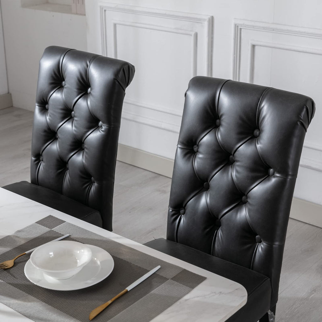 Black PU Leather Upholstered Dining Chairs Set of 4 Y235002