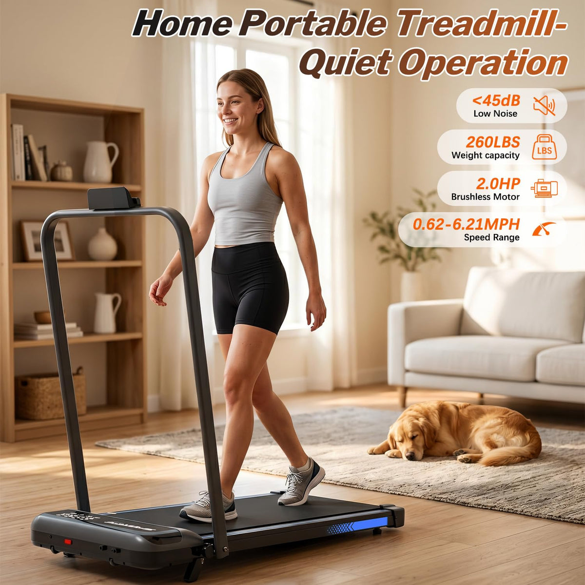 Foldable 3 in 1 Treadmill with Handle Bar and Incline H244603
