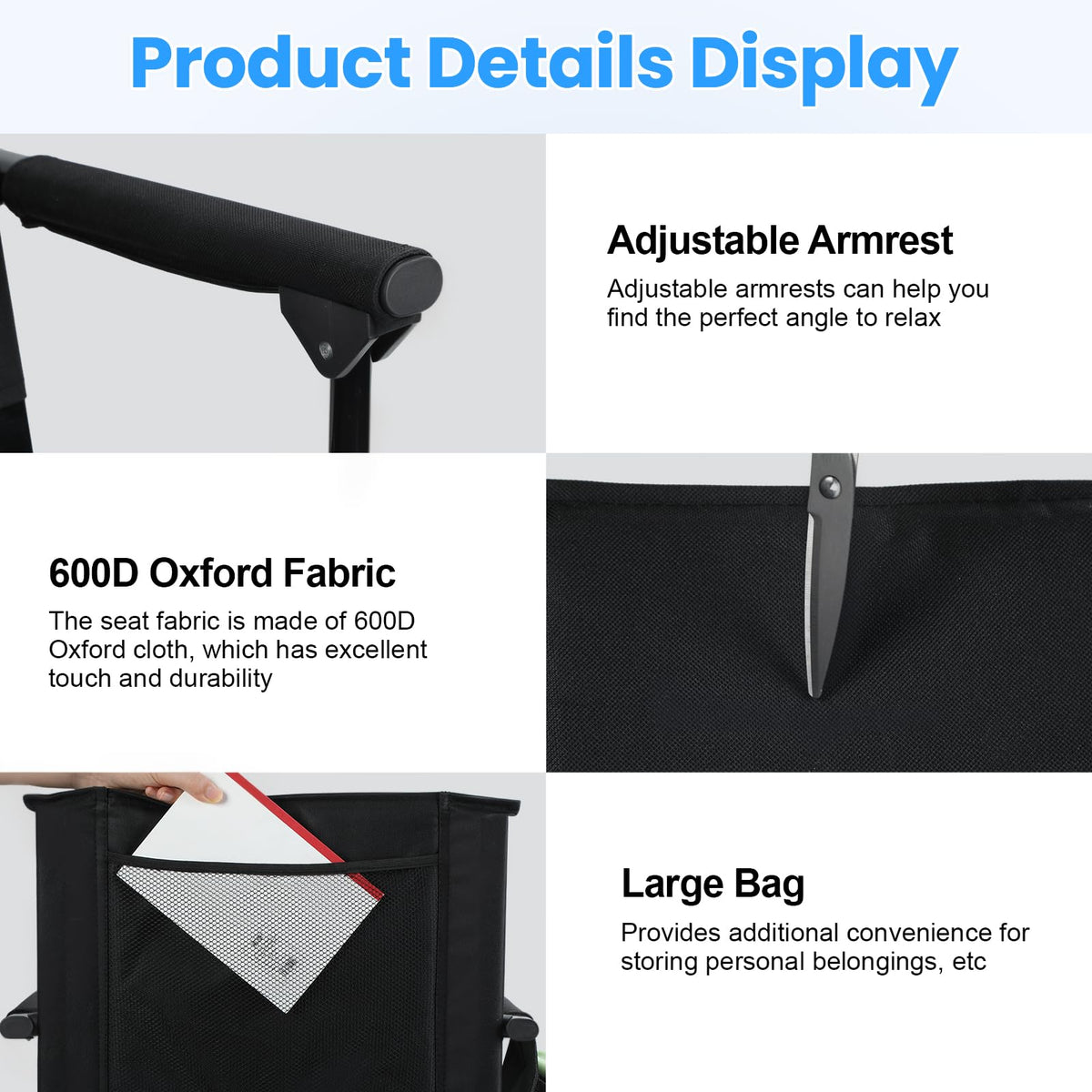 2 Pcs Folding Stadium Seat with Back Support and Cushion E91927
