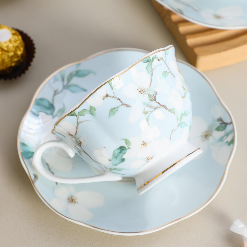 6oz Porcelain Tea Cup & Saucer Set of 6 C1333