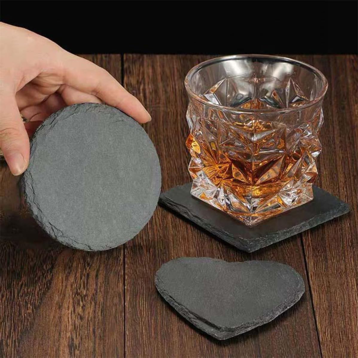 12 Pc Natural Stone Square Drink Coasters A471551