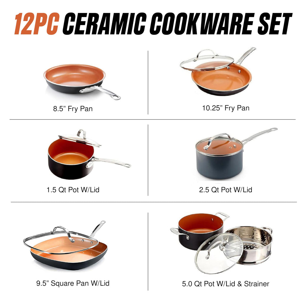 12 Pc Titanium Ceramic Nonstick Cookware Set P740349