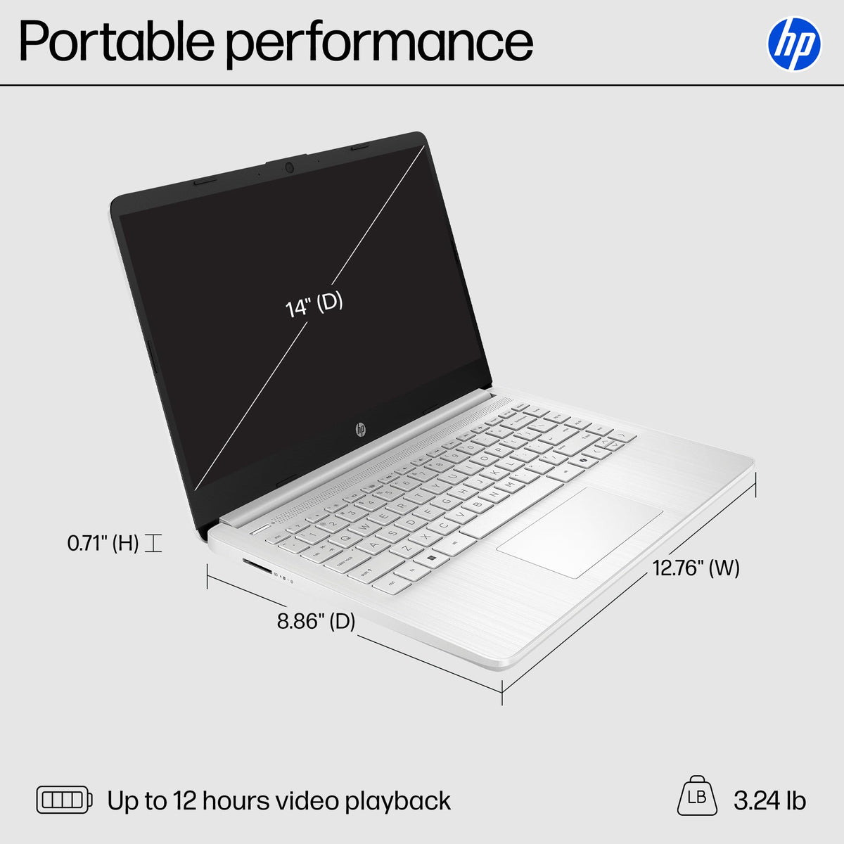 14 inch Laptop, Intel Celeron N4500, 4 GB RAM, 64 GB eMMC, Natural Silver L2273