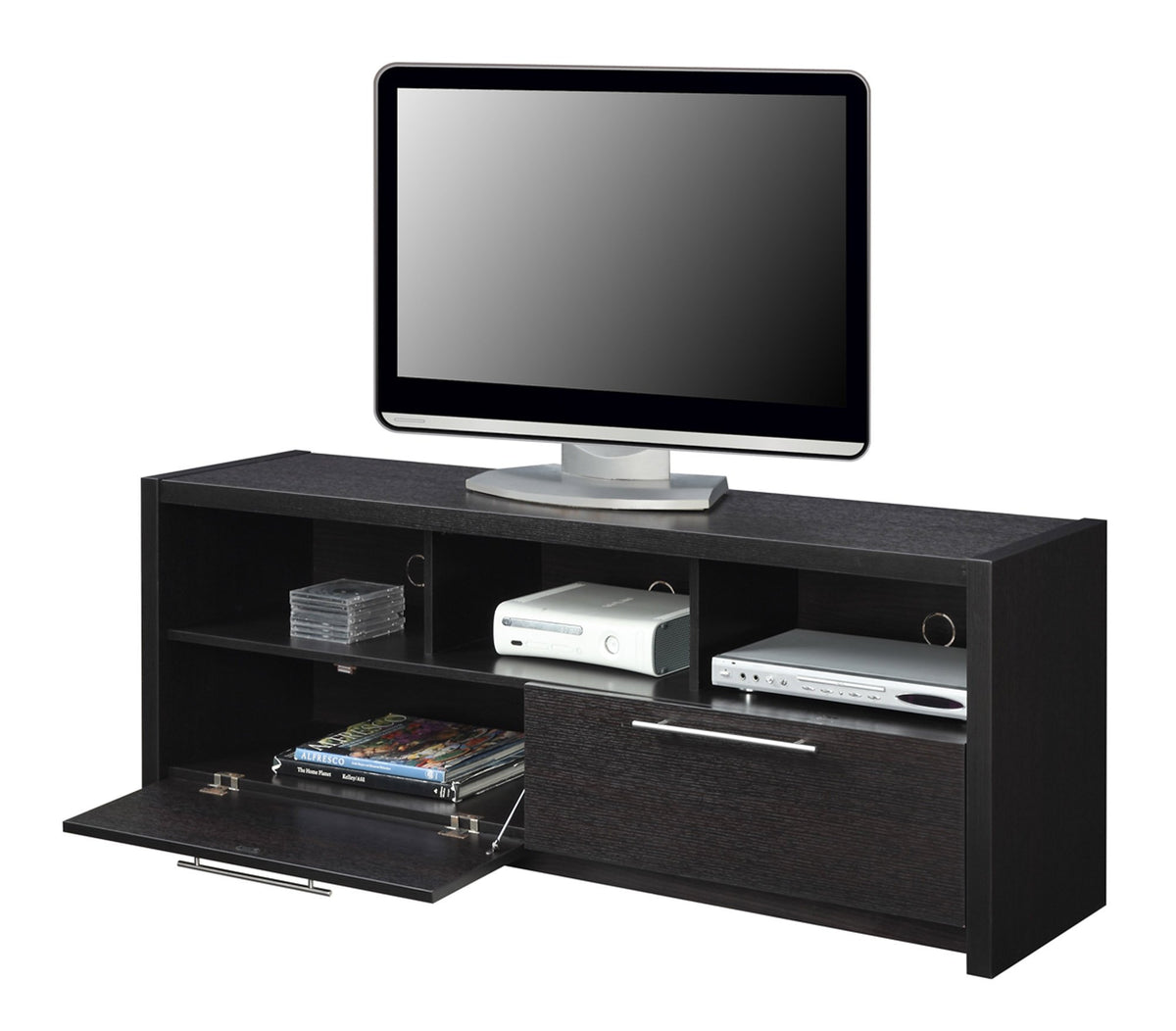Espresso TV Stand with Storage Cabinets & Shelves T823553