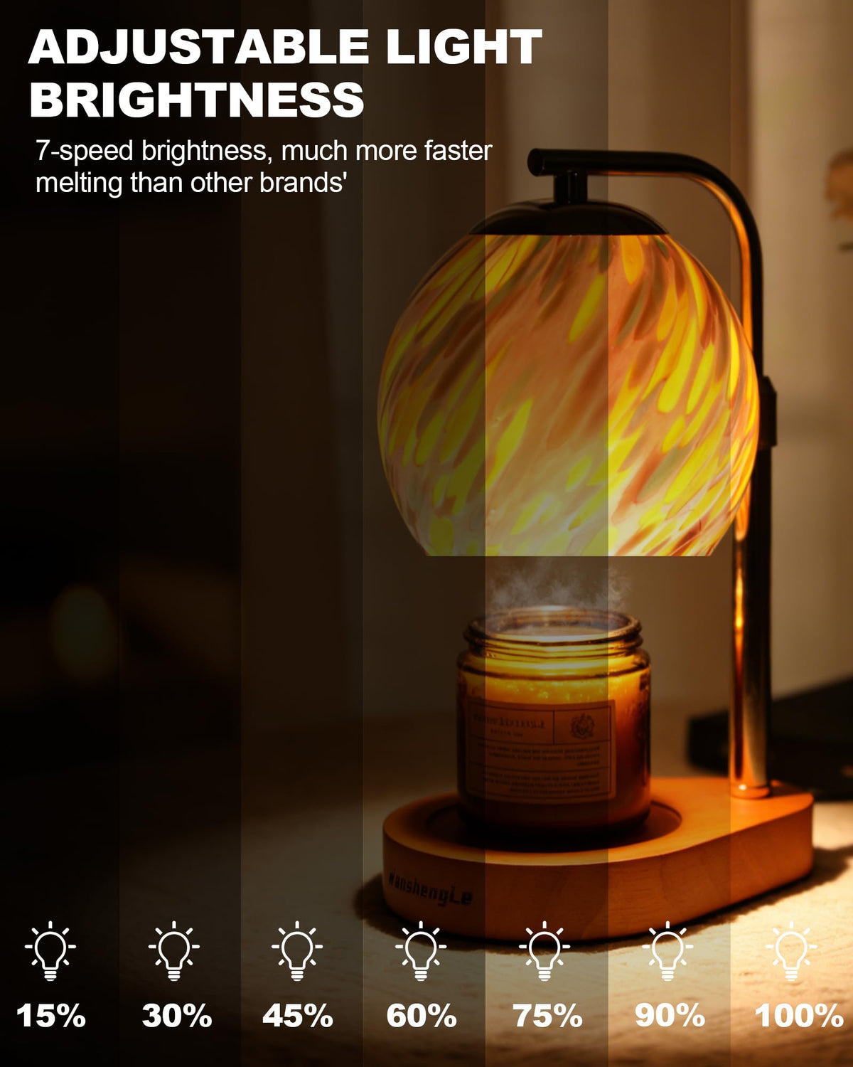 Stained Glass Candle Warmer Lamp with Adjustable Height X7388