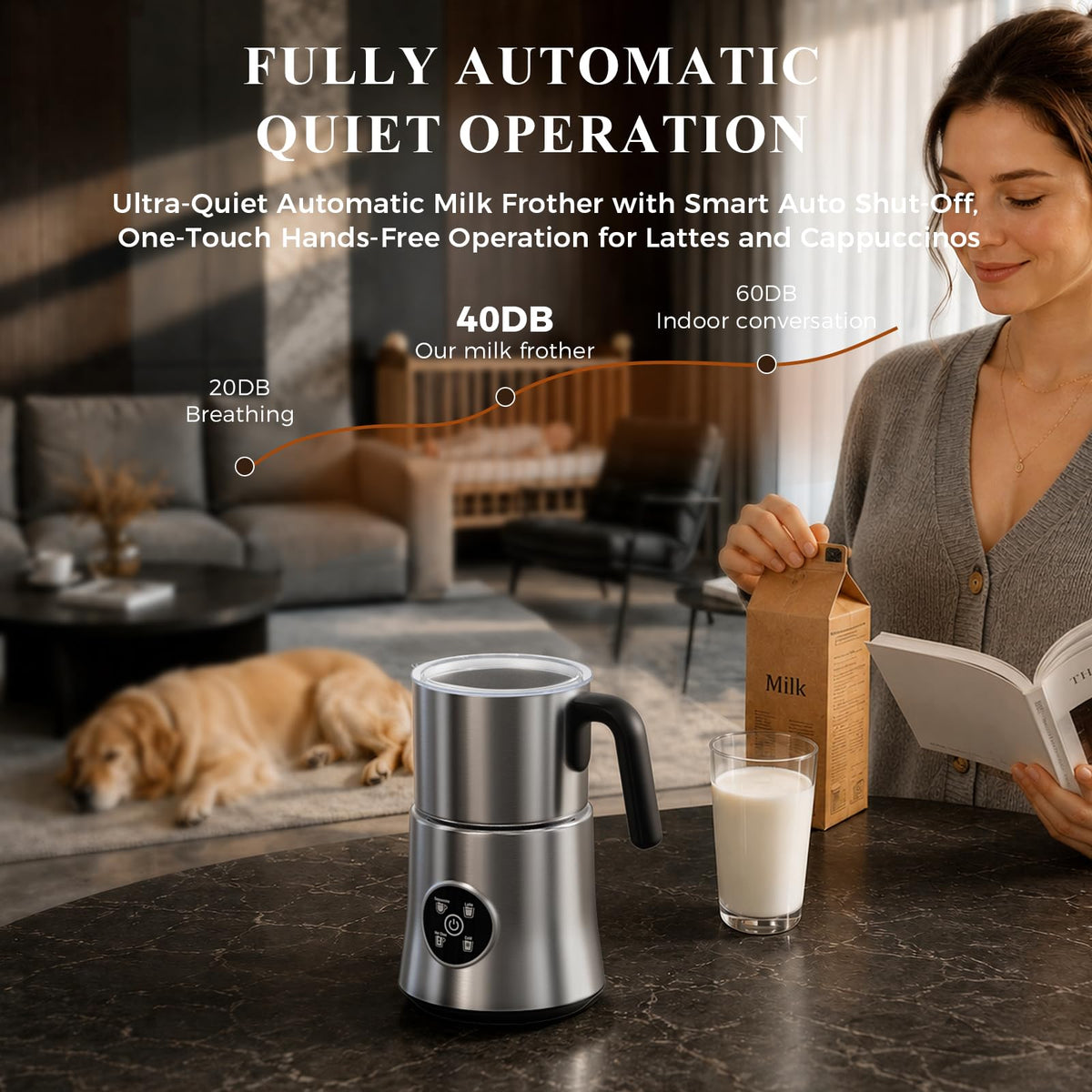 4-in-1 Electric Milk Frother and Steamer with Stainless Steel Jug W95851