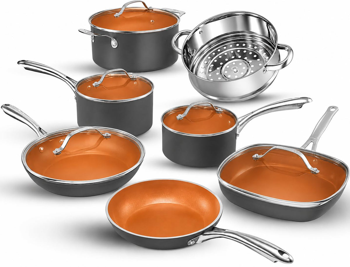 12 Pc Titanium Ceramic Nonstick Cookware Set P740349