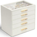 5 Layer Glass Lid Jewelry Organizer with 5 Drawers U2829
