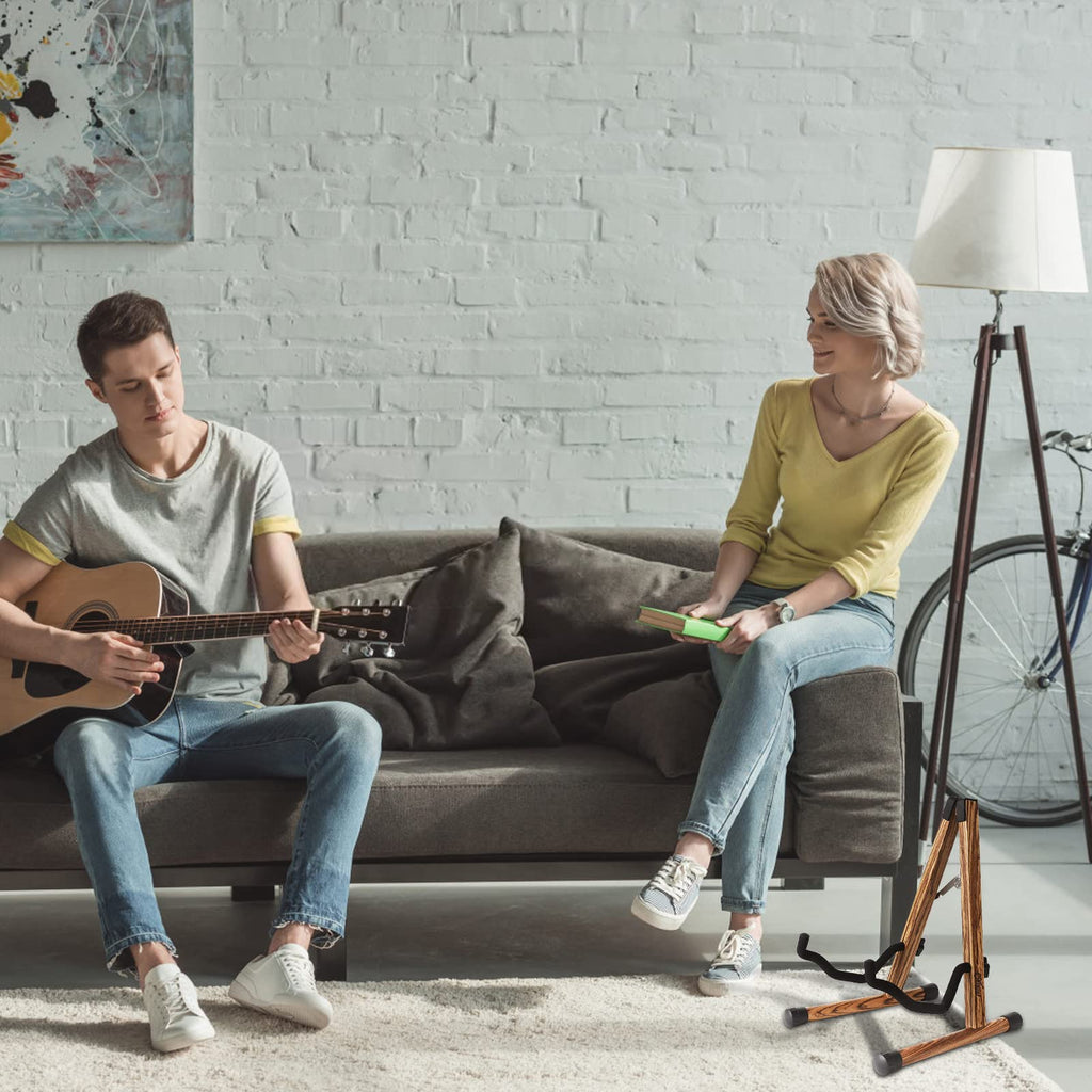 Folding Wood Acoustic Guitar Stand with Padding X63599