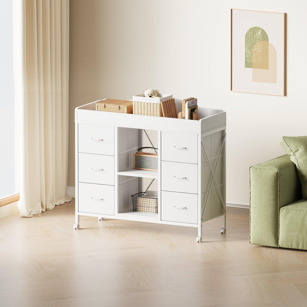 White 6 Drawer Dresser S2361