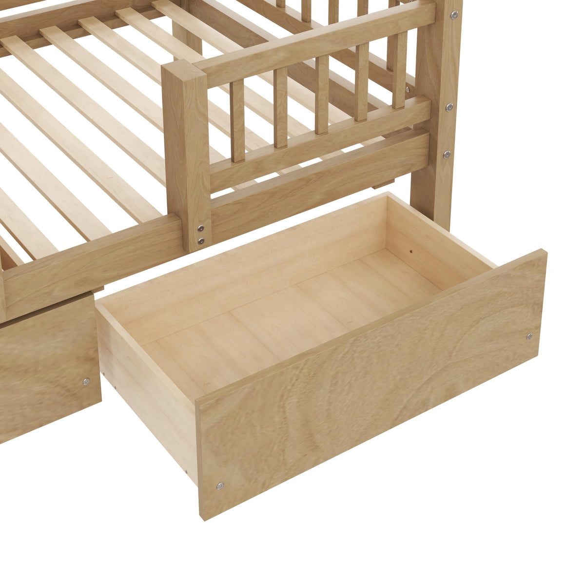 Twin Over Twin Bunk Bed with Slide and Storage Drawers V506