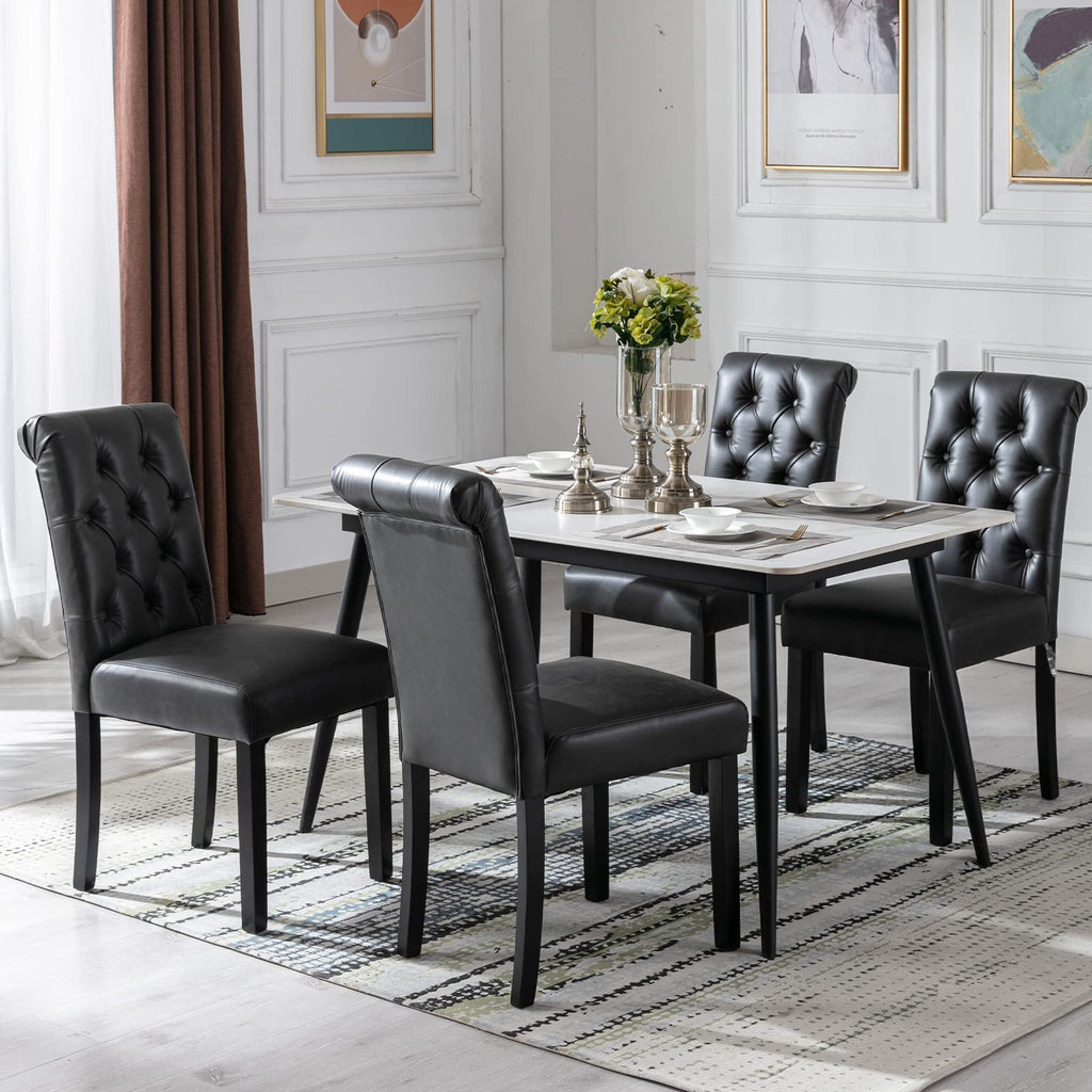 Black PU Leather Upholstered Dining Chairs Set of 4 Y235002