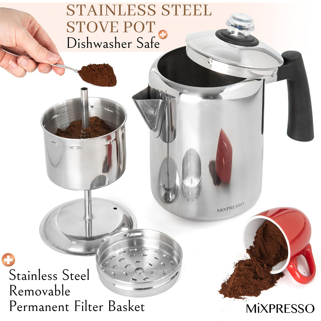 5-8 Cup Stainless Steel Stovetop Coffee Percolator V953196