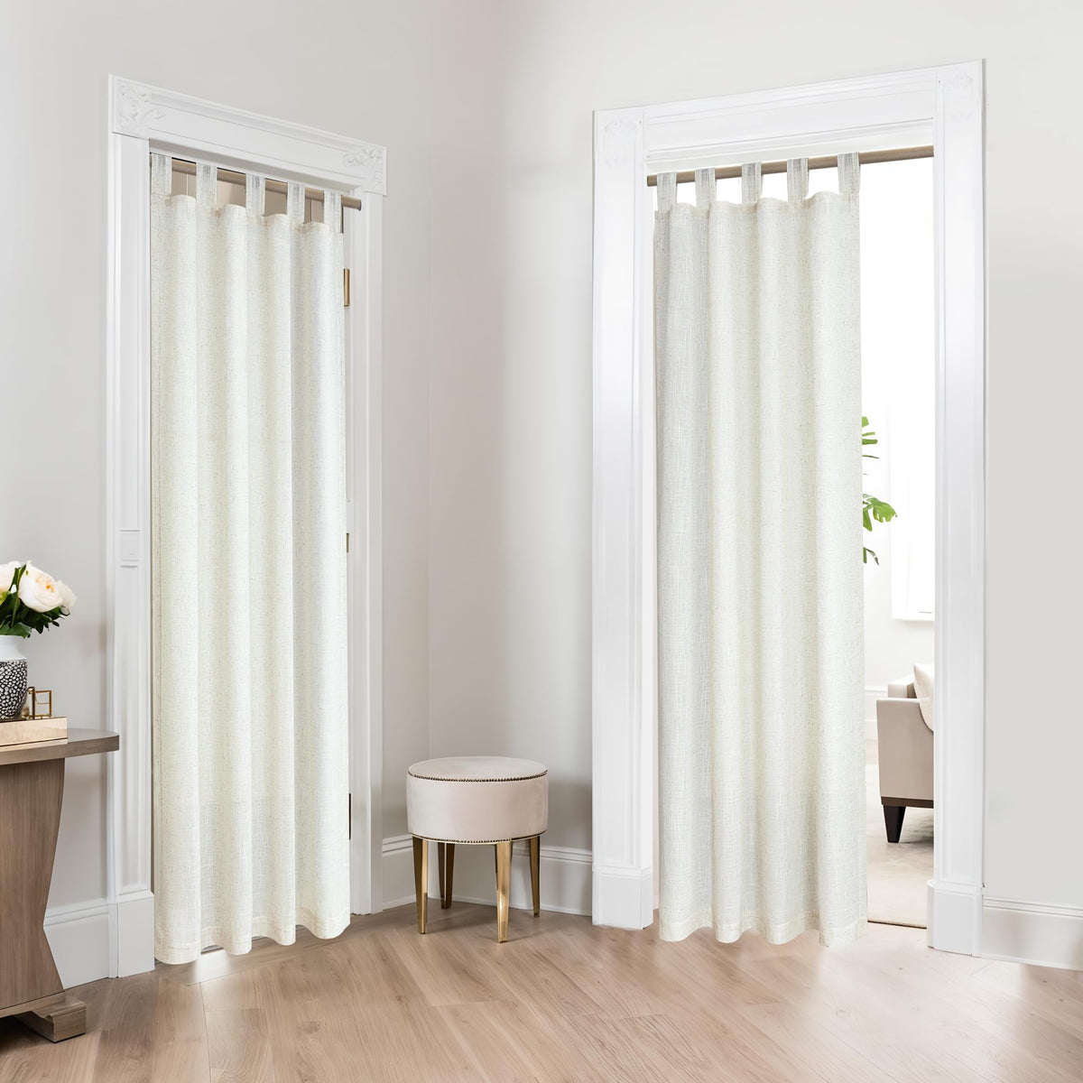 78 Inch Sheer Linen Curtains, 52" W x 78" L 2 Panels Set, Cream W454