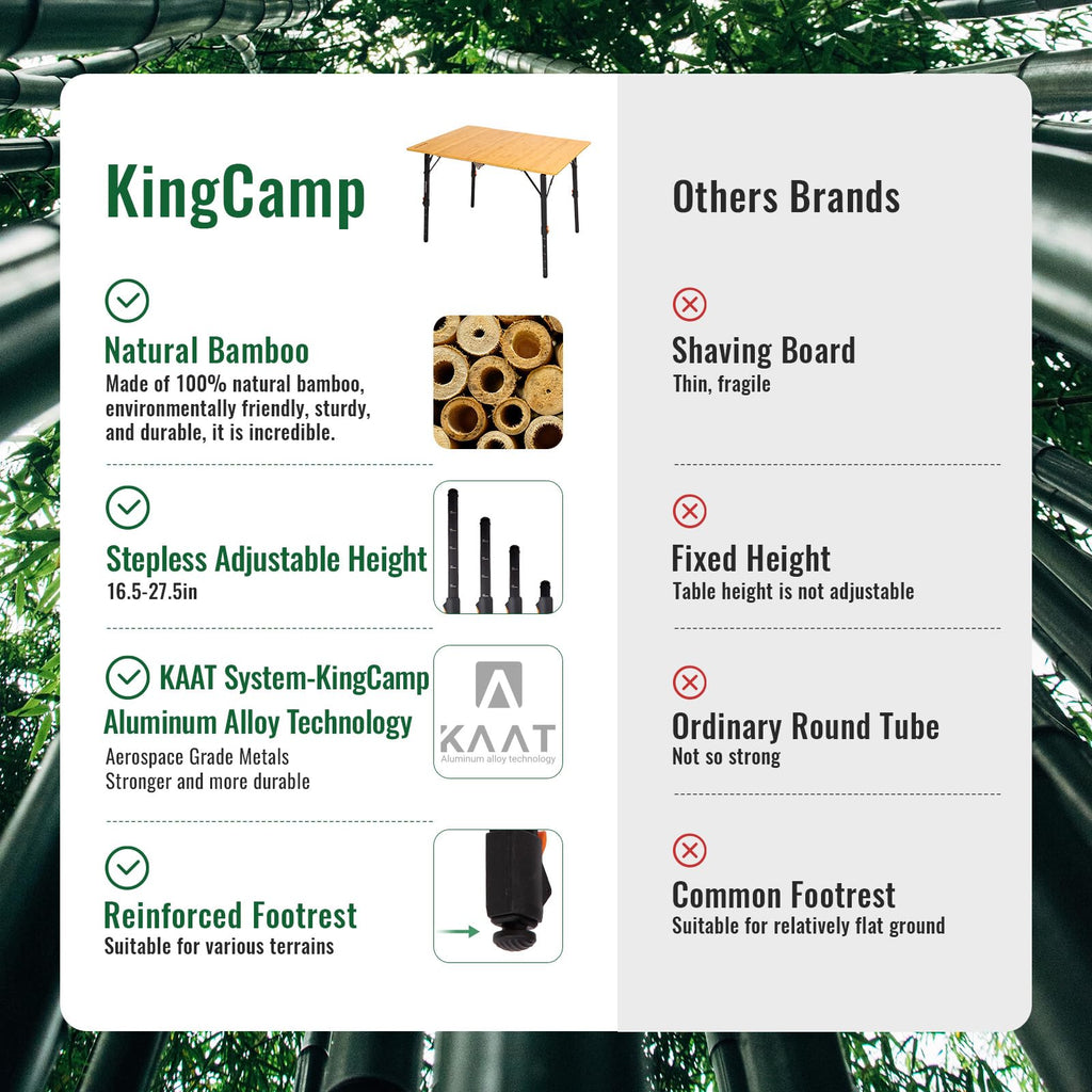 Bamboo Folding Camping Table with Adjustable Height I97723