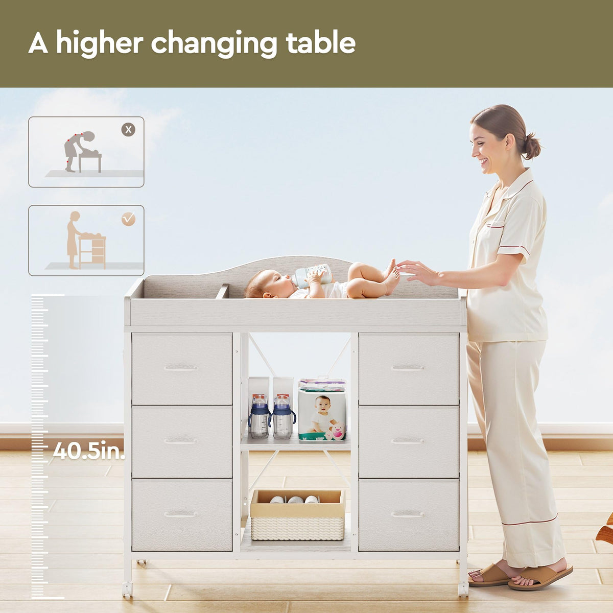 White 6 Drawer Dresser S2361