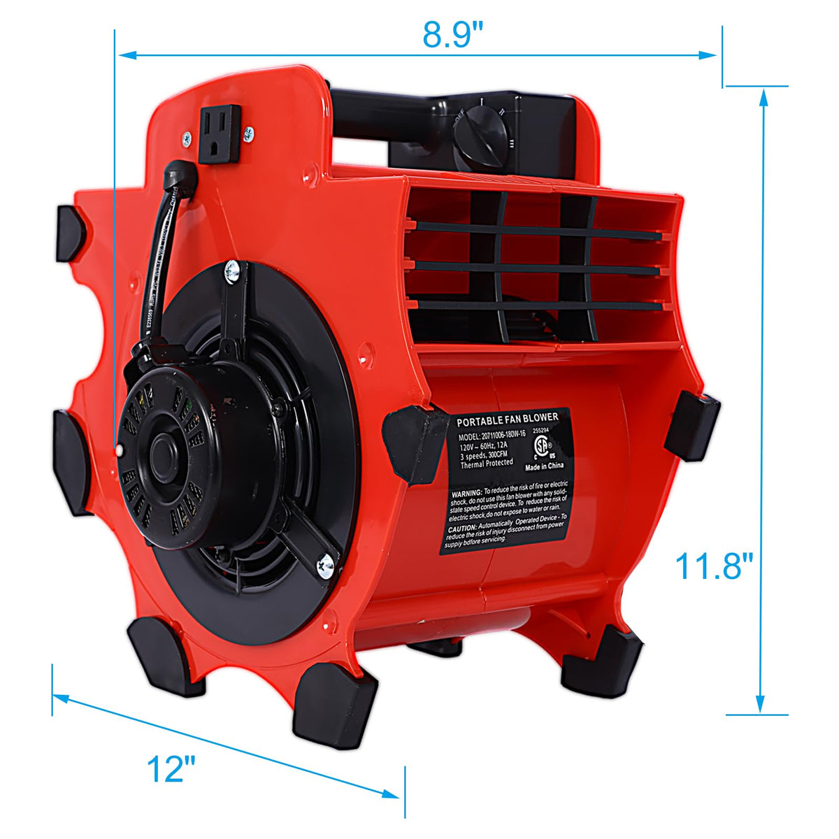 Heavy-Duty Portable Air Mover with Handle Red K406