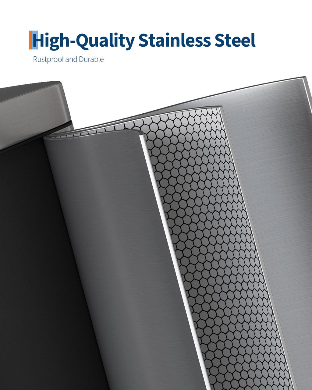 50 L Stainless Steel Kitchen Trash Can with Lid I157480