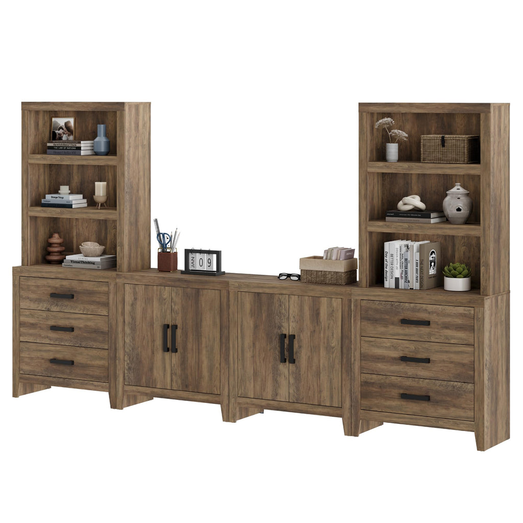 Brown Wood Entertainment Center with Bookshelves L418941