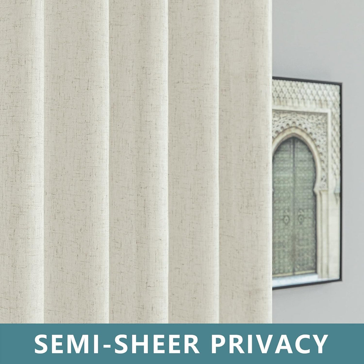 78 Inch Sheer Linen Curtains, 52" W x 78" L 2 Panels Set, Cream W454