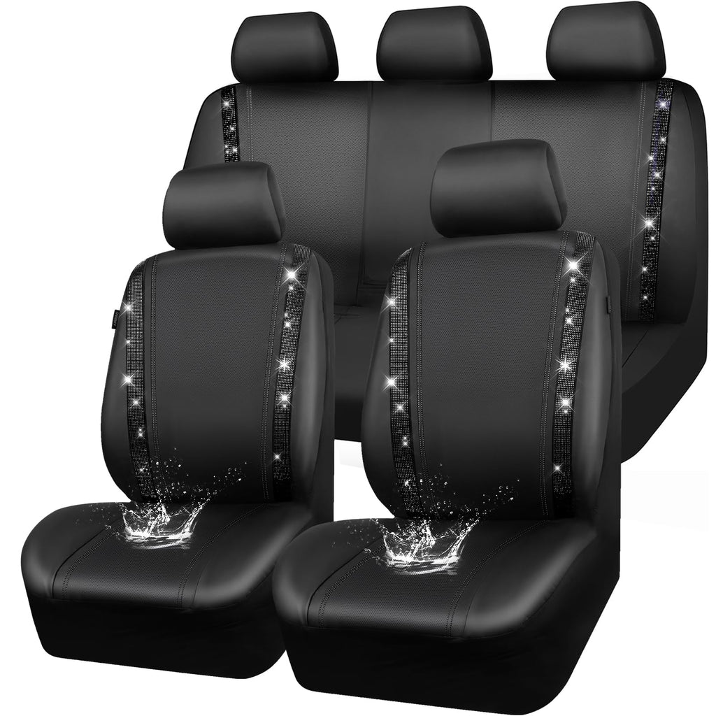 Leather Bling Diamond Car Seat Covers Full Set S7448