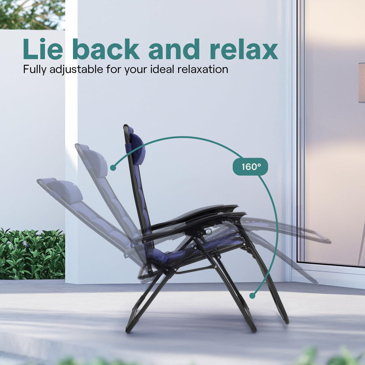 Foldable Adjustable Zero Gravity Lounge Chair with Cup Holder and Side Table T9172