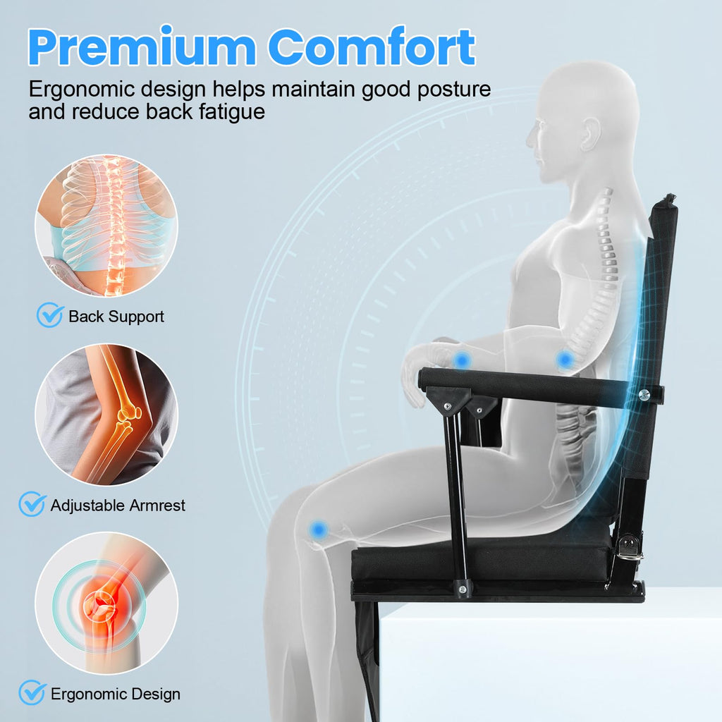 2 Pcs Folding Stadium Seat with Back Support and Cushion E91927