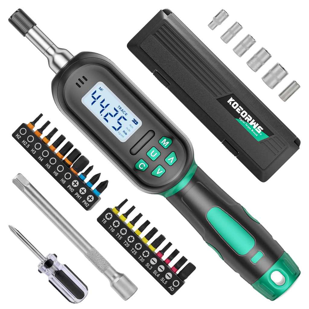 Digital Torque Screwdriver Set, 1/4″ Drive, 19 Bits, 5 Short Sockets C451
