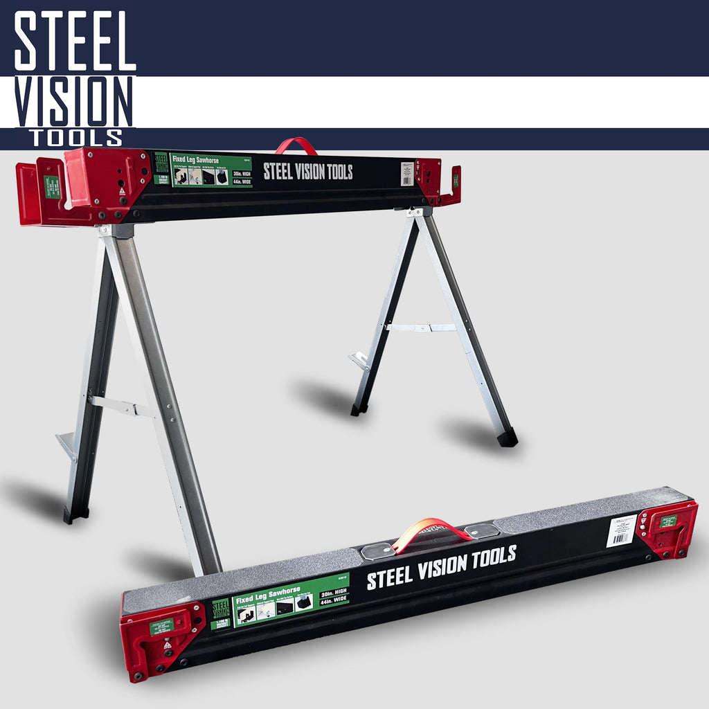 Folding Heavy Duty Metal Sawhorse 2 Pack with 2x4 Support Bracket E301